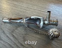 Exceptional Work of a 19th Century Sailor: Vintage Pipe in Bone and Solid Silver