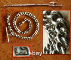 Extraordinary chain of antique watch with 75 hallmarks! Solid silver 54g.