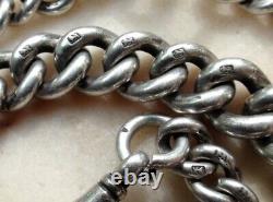 Extraordinary chain of antique watch with 75 hallmarks! Solid silver 54g.