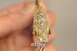 Fish Watermark Articule Ancient Silver Massive Emaille Antique Solid Silver