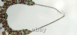 Former Berber Ethnic Oak Necklace In Solid Silver Enamelled Handemade 46,6g