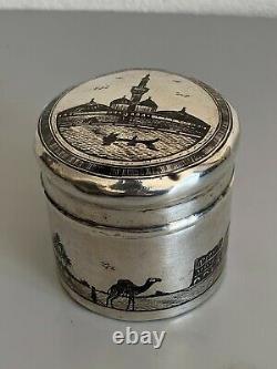 Former Box Pot Pot Massive Silver Niellé Iraqi Niello Tea Caddy Signed Box