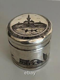 Former Box Pot Pot Massive Silver Niellé Iraqi Niello Tea Caddy Signed Box