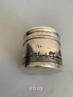 Former Box Pot Pot Massive Silver Niellé Iraqi Niello Tea Caddy Signed Box