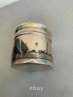 Former Box Pot Pot Massive Silver Niellé Iraqi Niello Tea Caddy Signed Box