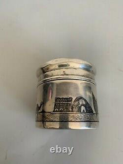 Former Box Pot Pot Massive Silver Niellé Iraqi Niello Tea Caddy Signed Box