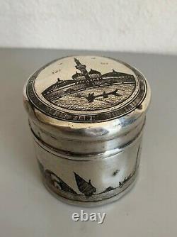 Former Box Pot Pot Massive Silver Niellé Iraqi Niello Tea Caddy Signed Box