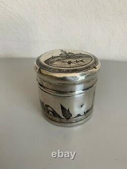 Former Box Pot Pot Massive Silver Niellé Iraqi Niello Tea Caddy Signed Box