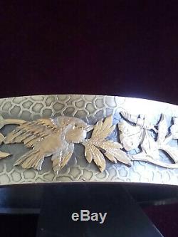 Former Bracelet In Silver With Bird And Flower Butterflies Napoleon 3