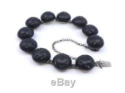 Former Bracelet In Sterling Silver Beads And Jet Era XIX