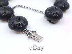 Former Bracelet In Sterling Silver Beads And Jet Era XIX