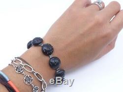 Former Bracelet In Sterling Silver Beads And Jet Era XIX