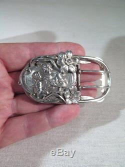 Former Great Belt Buckle Art Nouveau Sterling Silver In 1900 Female Angel