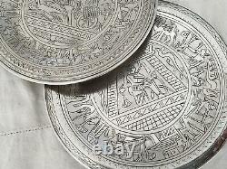 Former Pair Of Plates Silver Plates Massif Egypt Pharaoh Ramses II