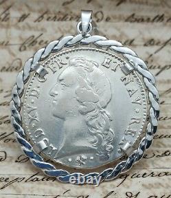 Former Pendant Ecu Silver Massif Louis XV 1764 King Chain Old French Change