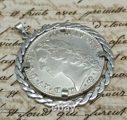 Former Pendant Ecu Silver Massif Louis XV 1764 King Chain Old French Change