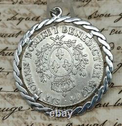 Former Pendant Ecu Silver Massif Louis XV 1764 King Chain Old French Change