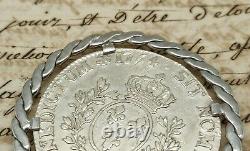 Former Pendant Ecu Silver Massif Louis XV 1764 King Chain Old French Change