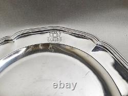 Former Plat / Assiette Argent Massif Round Nets Minerve French Silver At 27.5