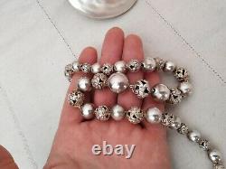 Former Silver Necklace Massive China Sculpted Balls Chinese Export Silver Necklace