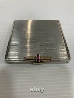 Former Silver Pudding Massive Ruby Art Deco Silver Powder Compact