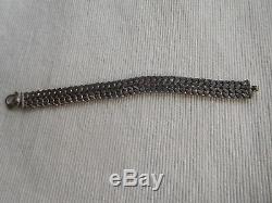 Fort Old Bracelet In Sterling Silver Swan 67 Grams 19 Cms Ribbon Braid Gb17