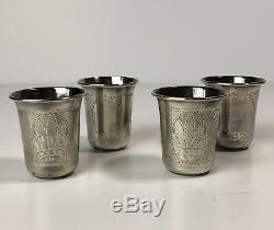 Four Cups Liquor Old Russian Silver (84) Each Weight 20 Grams