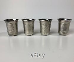 Four Cups Liquor Old Russian Silver (84) Each Weight 20 Grams