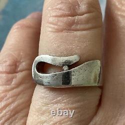 GENUINE DIAMOND, Solid Silver, RARE VINTAGE DESIGNER RING