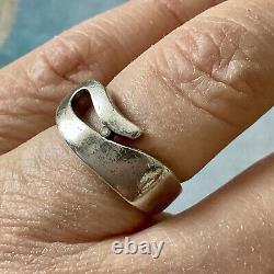 GENUINE DIAMOND, Solid Silver, RARE VINTAGE DESIGNER RING