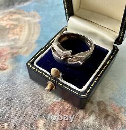 GENUINE DIAMOND, Solid Silver, RARE VINTAGE DESIGNER RING