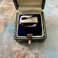 GENUINE DIAMOND, Solid Silver, RARE VINTAGE DESIGNER RING