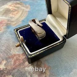 GENUINE DIAMOND, Solid Silver, RARE VINTAGE DESIGNER RING