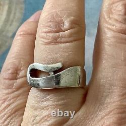 GENUINE DIAMOND, Solid Silver, RARE VINTAGE DESIGNER RING