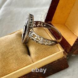 GENUINE EMERALD, SOLID SILVER, Beautiful ANTIQUE RING