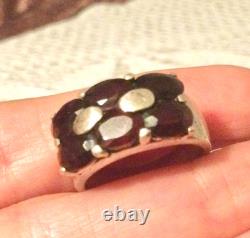 Garnet and Solid Silver, Large Antique Ring Size 54 – Art Deco Tank-Style Band – 925