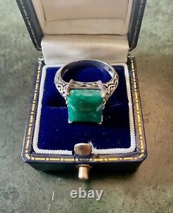 Genuine Emerald, Solid Silver, Impressive Beautiful Antique Ring