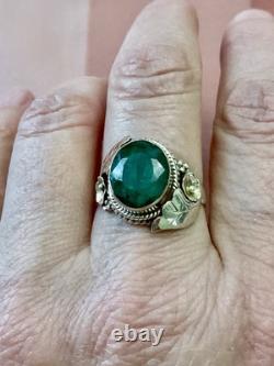 Genuine Emerald, Solid Silver, Impressive Beautiful Antique Ring