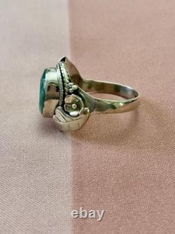 Genuine Emerald, Solid Silver, Impressive Beautiful Antique Ring