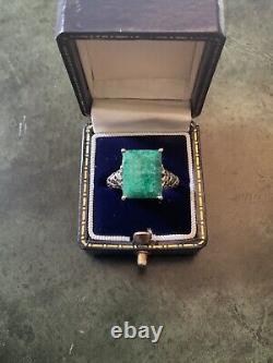 Genuine Emerald, Solid Silver, Impressive Beautiful Antique Ring