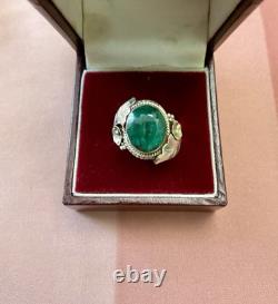 Genuine Emerald, Solid Silver, Impressive Beautiful Antique Ring