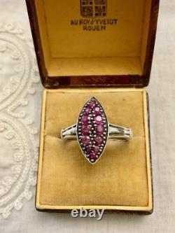 Genuine Marquise Splendid Ruby Antique Ring in Solid Silver
