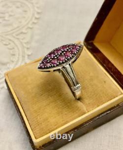 Genuine Marquise Splendid Ruby Antique Ring in Solid Silver
