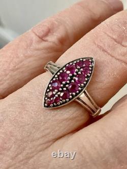 Genuine Marquise Splendid Ruby Antique Ring in Solid Silver