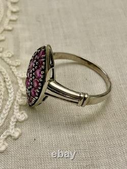 Genuine Marquise Splendid Ruby Antique Ring in Solid Silver