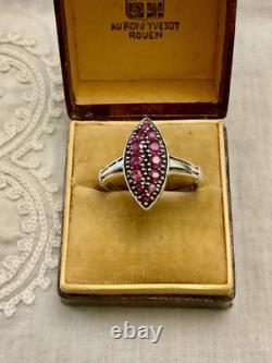 Genuine Marquise Splendid Ruby Antique Ring in Solid Silver