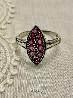 Genuine Marquise Splendid Ruby Antique Ring in Solid Silver