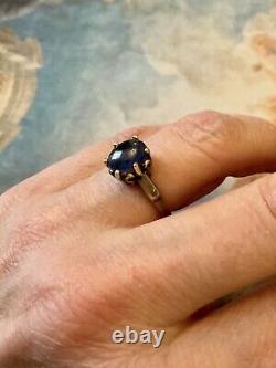 Genuine Sapphire Cabochon, Solid Silver, Very Beautiful Antique Ring