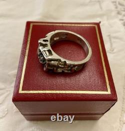 Genuine Sapphire, Solid Silver, Modernist Unique Creator Antique Ring