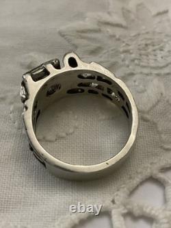 Genuine Sapphire, Solid Silver, Modernist Unique Creator Antique Ring